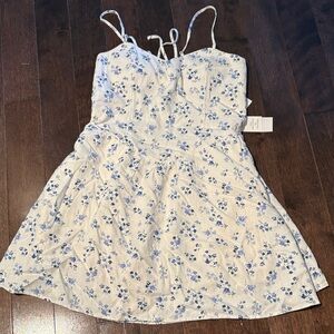 Hollister Floral Blue and White Dress